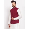 thumbnail image 2 of eloria Men Embroidered Maroon Nehru Jacket for Partywear Festival Waistcoat Indian Vest Blazer Embroidery Design, 2 of 5