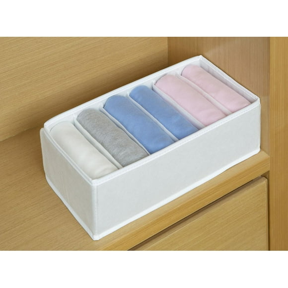 Mainstays Underwear Drawer Organizer Dividers for adult,6 Cells Collapsible Cabinet Closet Storage Boxes for Clothes, Socks, Lingerie, Underwear Etc.