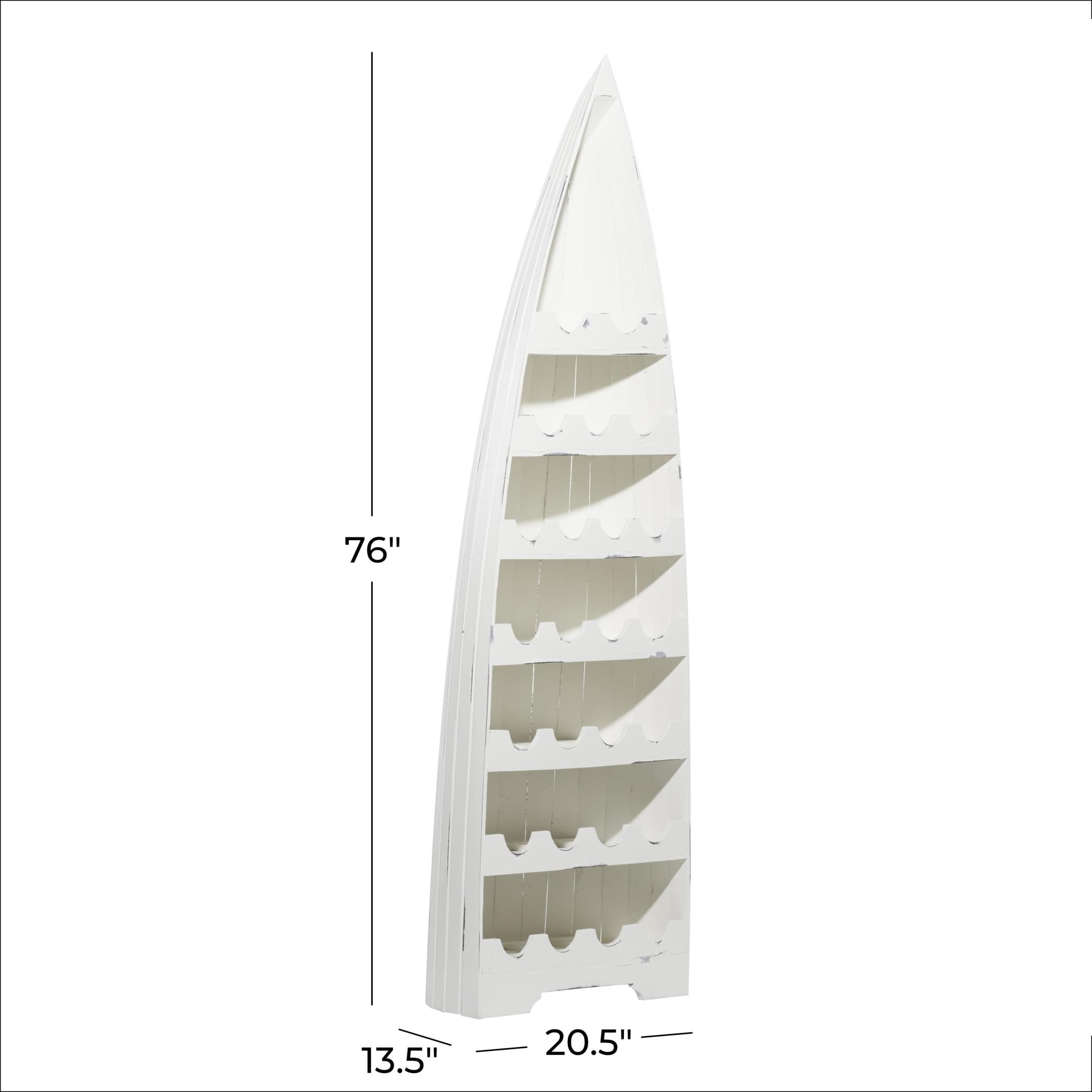 DecMode 21" x 76" White Wood 25 Bottles Boat Standing Wine Rack, 1-Piece