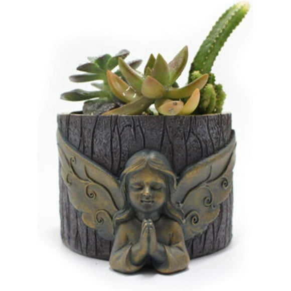 FYBTOFYBTO Creative Tree Flower Pots Retro Planters, Garden Figurines Indoor Planter Plant Pot, Sculpture Plant Pots with Drainage Holes, for Cacti Succulents, Crafts DecorationFY-001