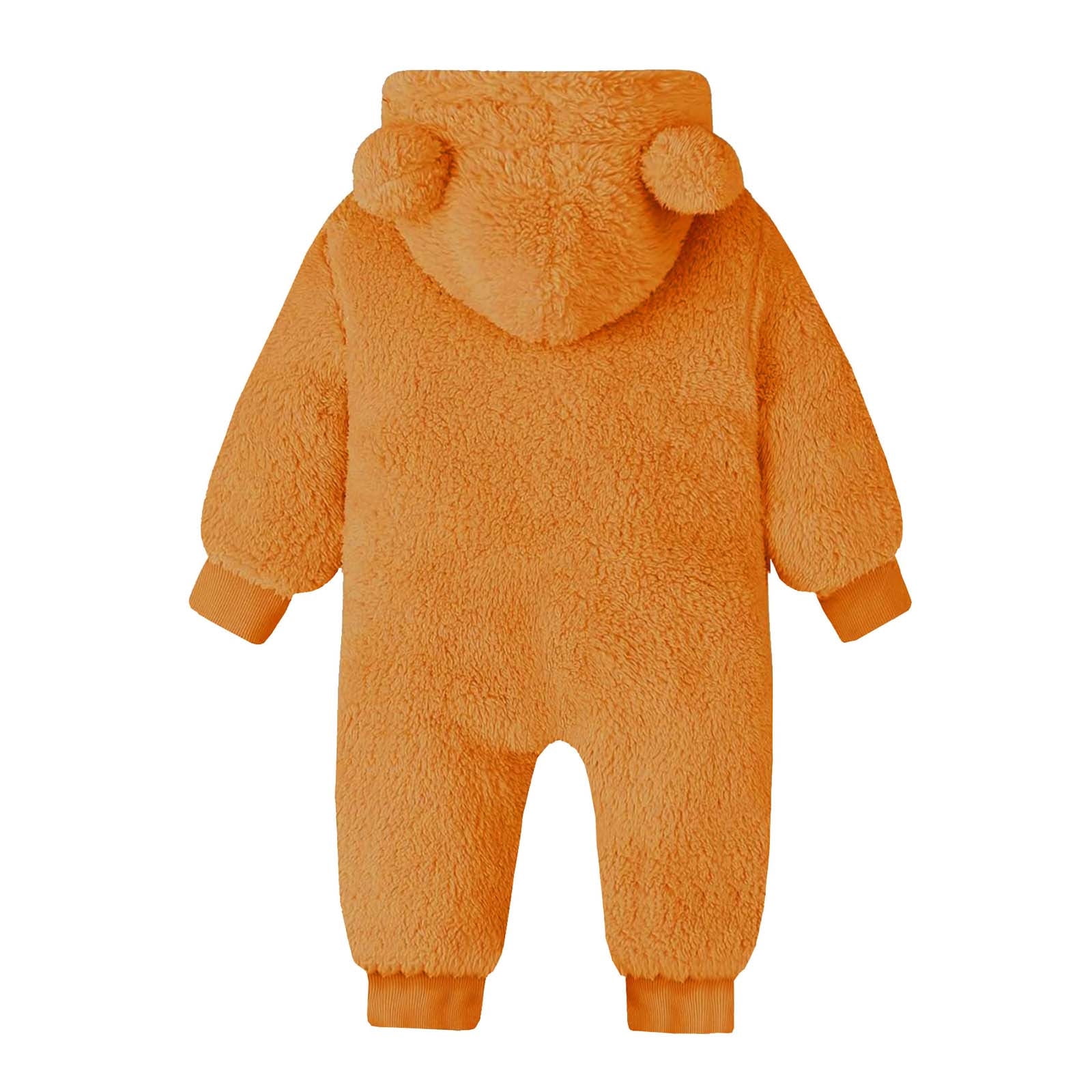 Toddlers Zip up Romper Fuzzy Sherpa Fleece Onesies Baby Boy Girl Winter Jumpsuit Bear Ears One Piece Outfits (2 Years, Brown)
