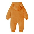 thumbnail image 3 of Newborn Fluffy Baby Girl Winter Romper Cute Bear Ears Onesie Plush Hooded Long Sleeve Jumpsuit Bodysuit Infant Winter Clothes, 3 of 6