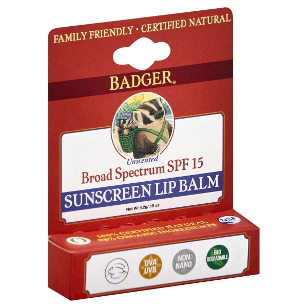 Badger Sunblock Lip Balm Water Resistant 15 SPF 0.15 oz. Walmart