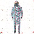 thumbnail image 2 of Odeerbi Christmas Onesie Pajamas for Family Holiday Sleep Jumpsuit Long Sleeve Family Christmas Pajamas Matching Sets Dad Fashion Lattice Print Plush Jumpsuit Sleepwear PJs Set Blue, 2 of 6