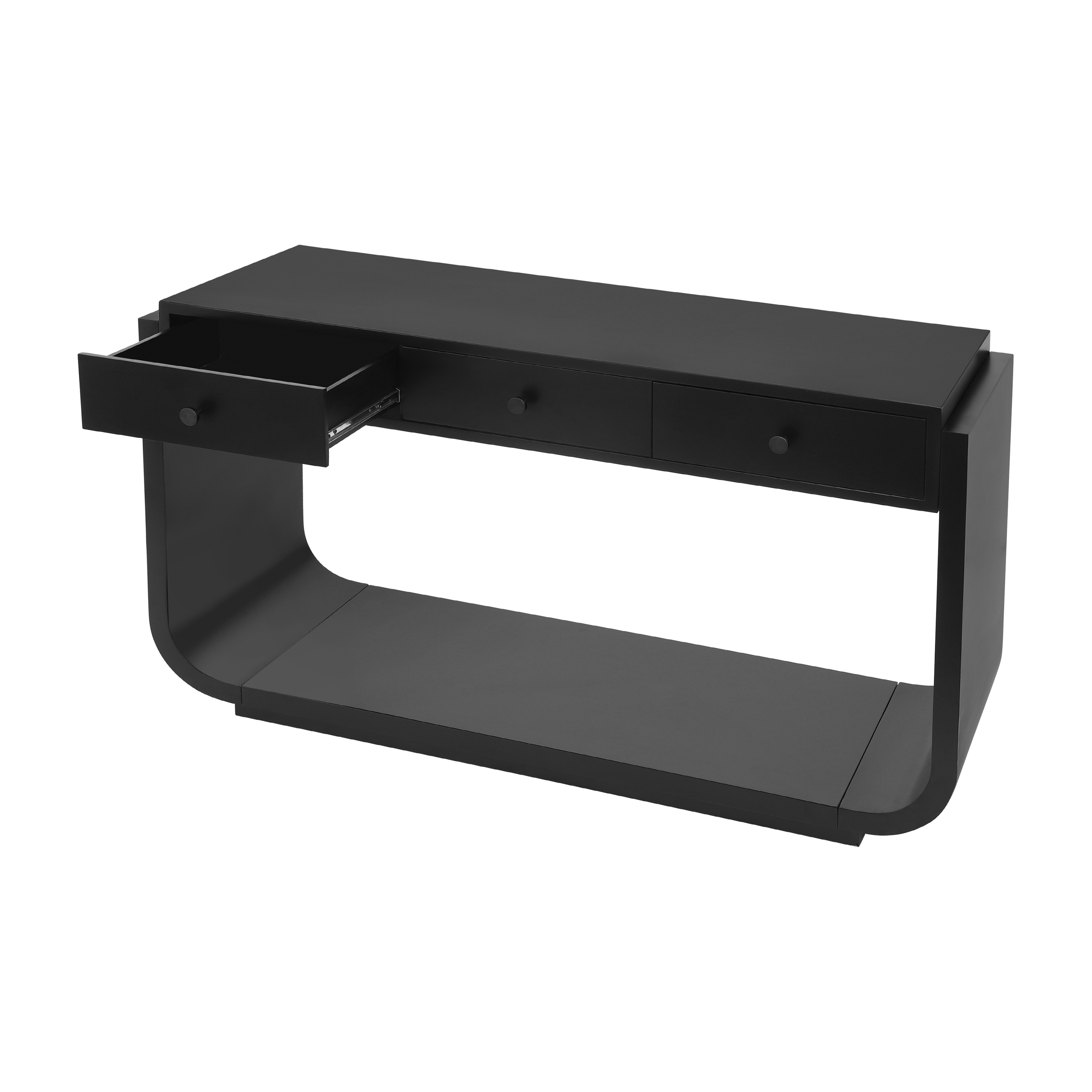 Euroco 55-Inch Antique Console Table, Rectangular Sofa Table Behind the Couch with 3 Drawers & Bottom Open Storage Shelf,Narrow Entryway Table for Hallway, Living Room, Black