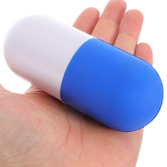 ETHZZLE Squishy Balls Pill Shaped Foam Ball Blue 1Set Anxiety Reduction For Teens Adults 4.5in