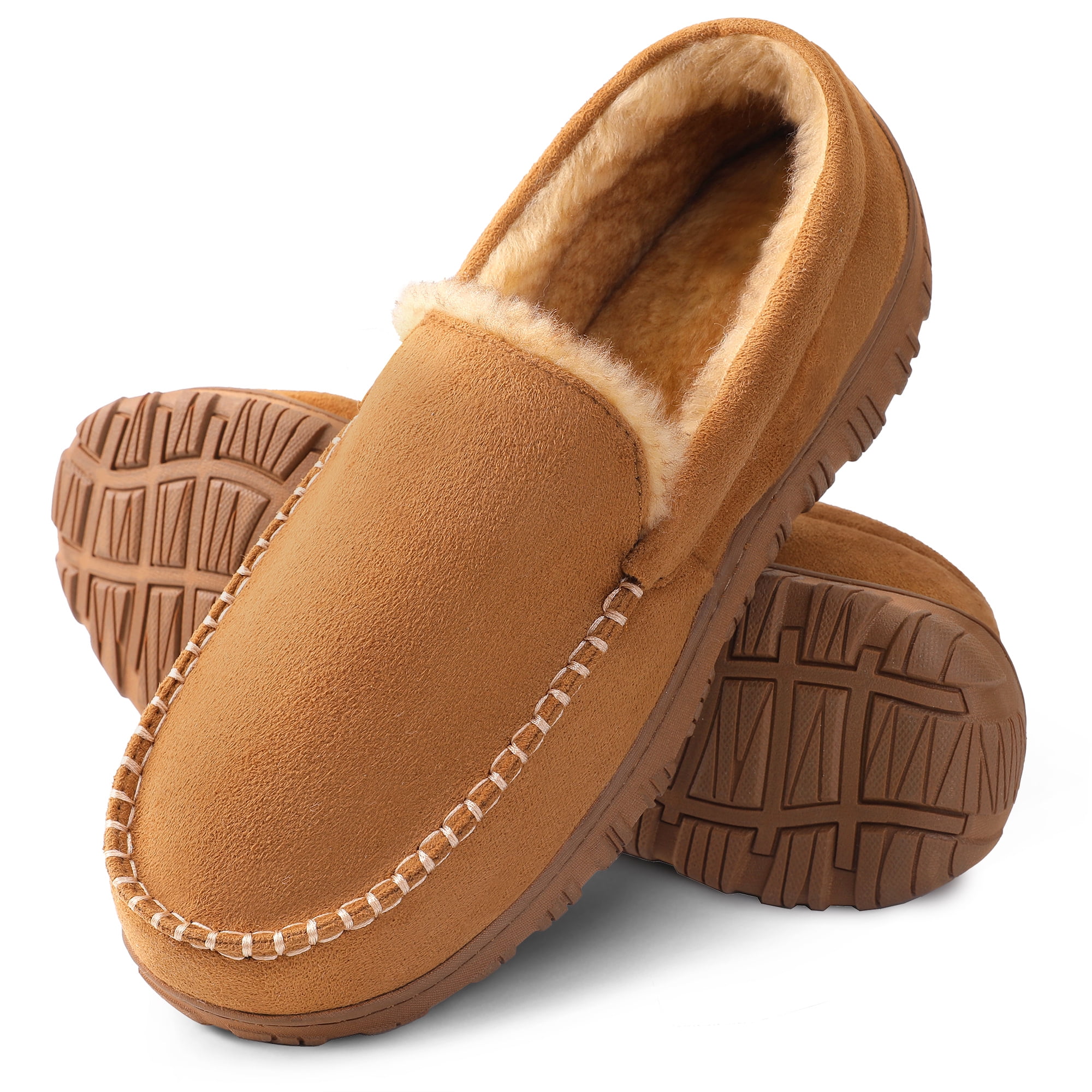 Nccb Men's Moccasin Slippers Memory Foam Warm Plush House Slippers 