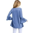 thumbnail image 3 of YELETE Women's 3/4 Bell Sleeve Top / Light Denim M, 3 of 4