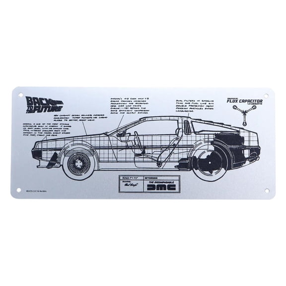 Back To The Future DeLorean Schematic Limited Edition Metal Fan-Plate