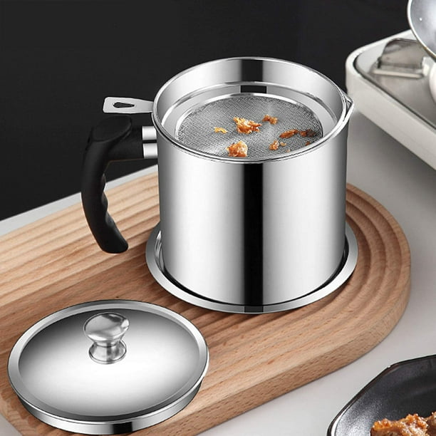 Bacon Grease Container with Strainer,Oil Storage Grease Keeper, Easy