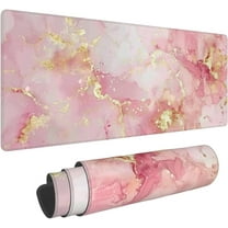 Pink Gold Marble Gaming Mouse Pad, Luxury Waterproof and Non-Slip Mousepad, Extended XL 31.5 x 11.8inches Desk Mat, 3mm Thick Rubber Base Desk Pad for Office Home