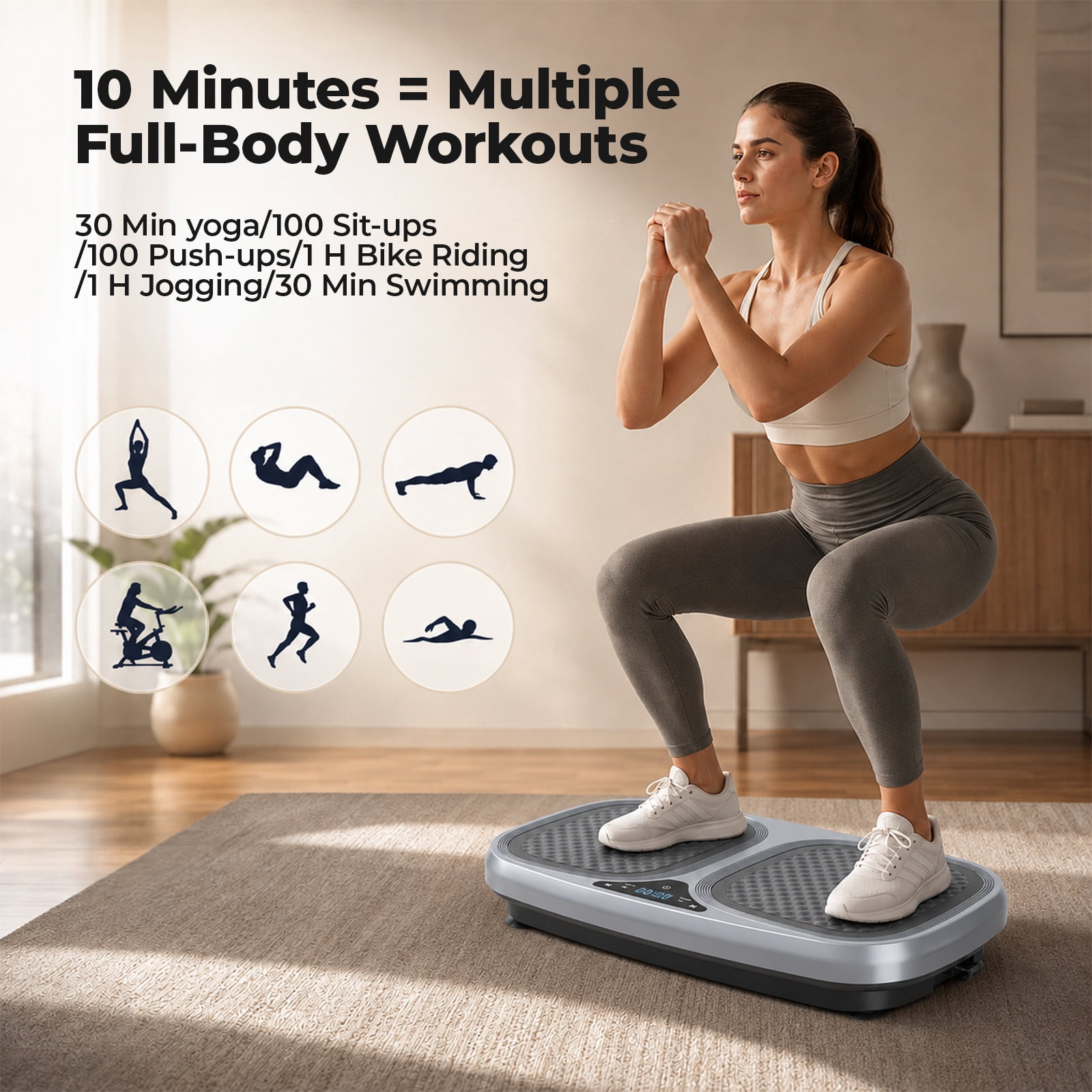 Alvantor Vibration Plate Exercise Machine, Vibrating Fitness Platform for Lymphatic Drainage, Full Body Shaker Workout Equipment, 120 Speeds & 9 Modes, Weight Loss Gifts for Women Men