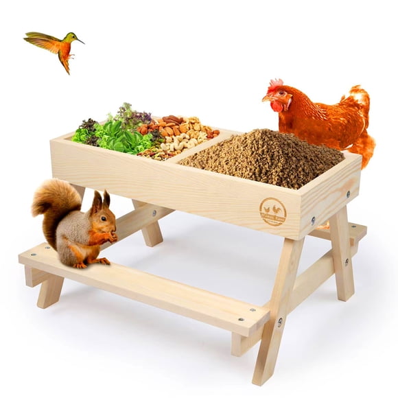 Comedero para gallinas CHTSJQW, mesa de picnic de madera grande