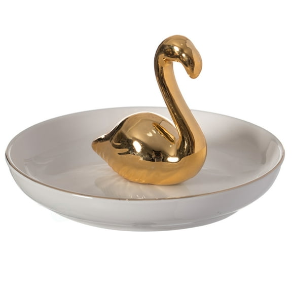 Uniquewise Swan Design Jewelry Holder with Decorative Trinket Dish Organizer for Rings Earrings Bracelets and Necklaces - Ideal Gift for Christmas Birthday Anniversaries or Special Occasion for Women