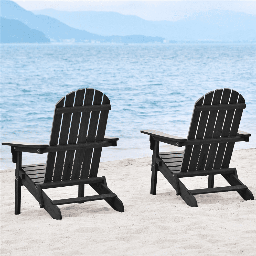 Alden Design Fir, Metal Adirondack Chairs Set of 2, Black