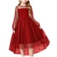 thumbnail image 1 of Odeerbi Niñas Tiered Tul Princesa Vestidos de Noche Vestido Formal de Manga Larga de Malla Vestido de Fiesta, 1 of 8
