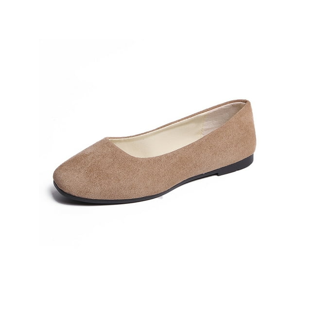 MAWCLOS Chaussures Décontractées pour Femmes Chaussures de Marche Confort à Enfiler Ballerines Mode Bout Carré Ballerine de Soirée Kaki 9