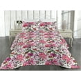 thumbnail image 2 of Ambesonne Asian Spring Quilted Bedspread Set 3 Pcs, Art Watercolor Sakura, Queen, Pastel Pink Peacock Green, 2 of 4