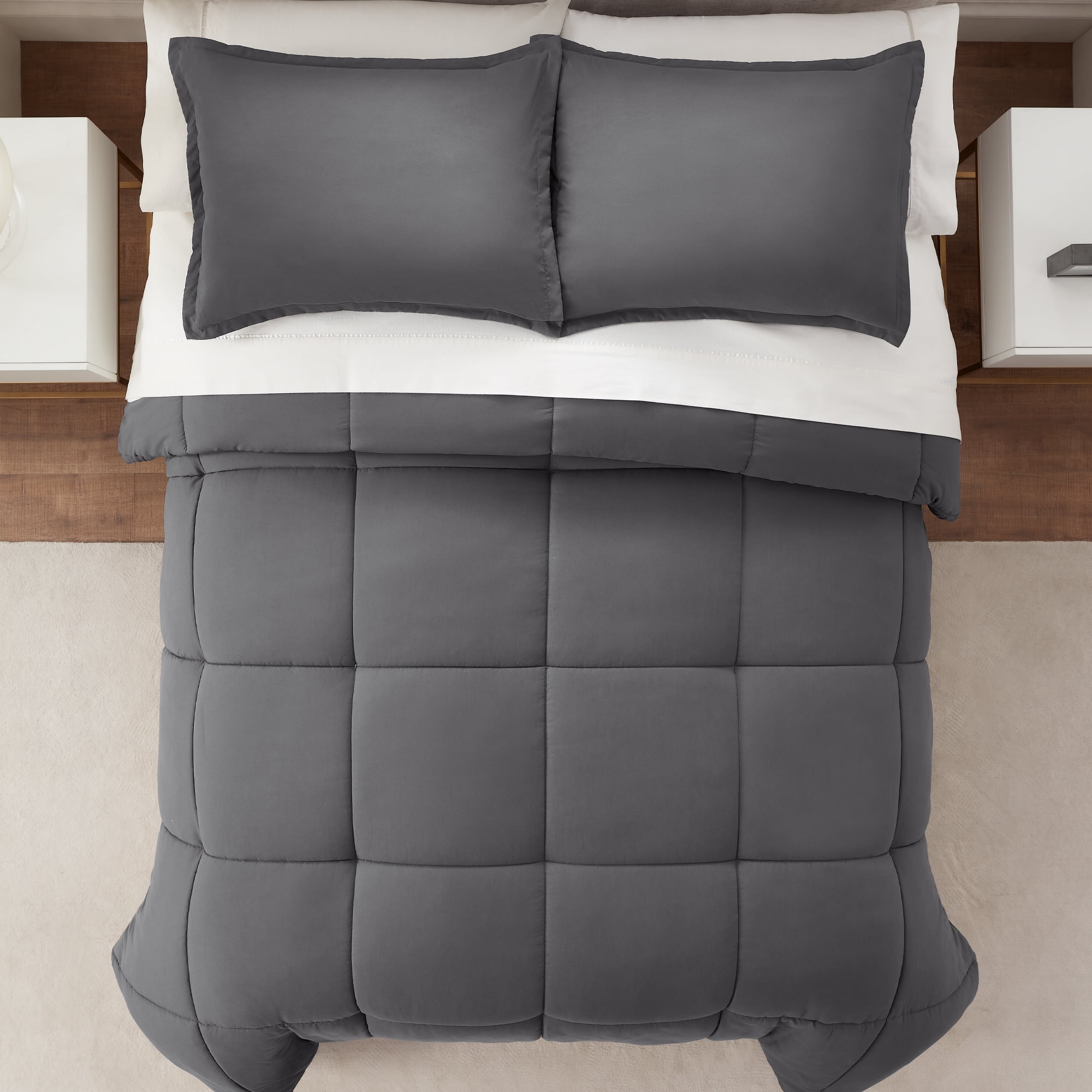 Serta Simply 2-Piece Clean Antimicrobial Gray Comforter Set, Twin XL