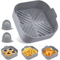thumbnail image 4 of Revestimientos cuadrados de silicona para freidora de aire, 1 paquete de ollas de silicona reutilizables para freidoras de aire seguras para alimentos, accesorios para horno (8,2 pulgadas), 4 of 5
