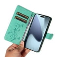 thumbnail image 6 of Allyechgroup Wallet Case for Apple iPhone 17 Pro, Butterfly Floral Embossed Premium PU Leather Shockproof Flip Stand Cards Slots Hand Wrist Phone Case for Apple iPhone 17 Pro, Green, 6 of 7