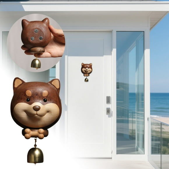 Hbdhejl Wooden Shiba Inu Wind Chimes Front Door Decorative Japanese Style Doorbell With Melodic Tones Outdoor Garden Hanging Ornament