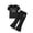 F02-Black, variant on HCNTES Kids Girls Fashion 2 Piece Set Short Sleeve Crewneck Top Stretch Waist Pants Girls Casual Dailywear Spring Summer School Outfit 3-7Y(F02-White,7-8 Years)