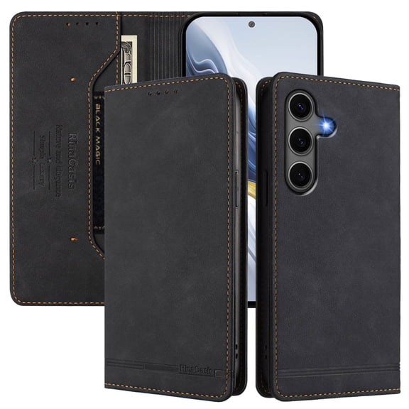 Wallet Case for Samsung Galaxy A16 5G/4G, PU Leather Flip Cover with RFID Blocking Card Slots, Kickstand Full Body Shockproof Rugged Protective Phone Case for Samsung Galaxy A16 5G/4G, Black