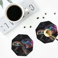 thumbnail image 4 of Naloa Colorful Plant Turtle A Leather Coasters for Drinks, Durable Drink Coasters 4 Set for Tabletop Protection, Luxurious Home Décor and Housewarming Gift ( {designName})Octagon, 4 of 6
