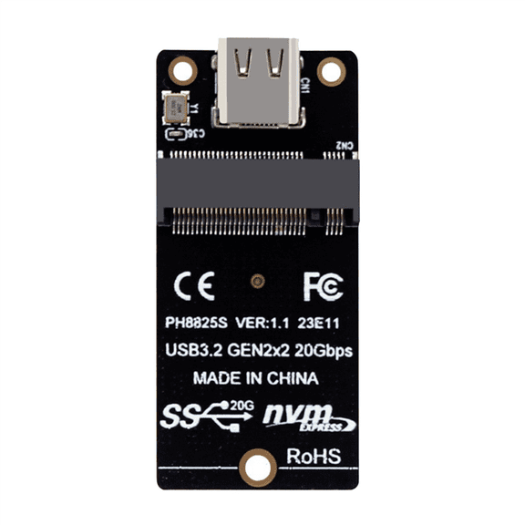 M.2 to Type C SSD Adapter ASM2364 NVME Riser Board 20Gbps Conversion Board 2000MB/S for S C1552