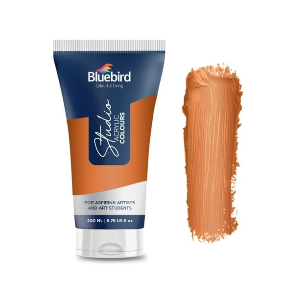 BLUEBIRD Studio Acrylic Paint Tube - Bronze 6.76 Fl Oz / 200ML - Non Toxic, Rich Pigments for Painters, Adults & Kids, Ideal for Canvas, Wood, Clay, Ceramic & More