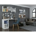 thumbnail image 3 of Hampton 53.54 Home Office Desk with 3 Cubby Spaces and Solid Wood Legs in White, 3 of 7