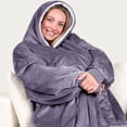 thumbnail image 6 of Bare Homey Plush Sherpa Wearable Blanket - Fluffy & Soft - Lightweight - Adult, Dusty Purple, 6 of 9