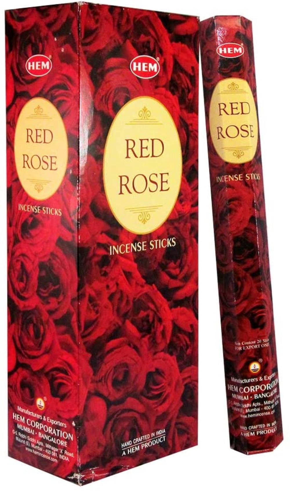 "Hem Precious Red Rose Agarbatti Pack of 12 Incense Sticks Boxes, 20gms Each, Traditionally Handrolled in India Aeromatic Natural Fragrance for Prayers,.., By Visit the HEM Store"
