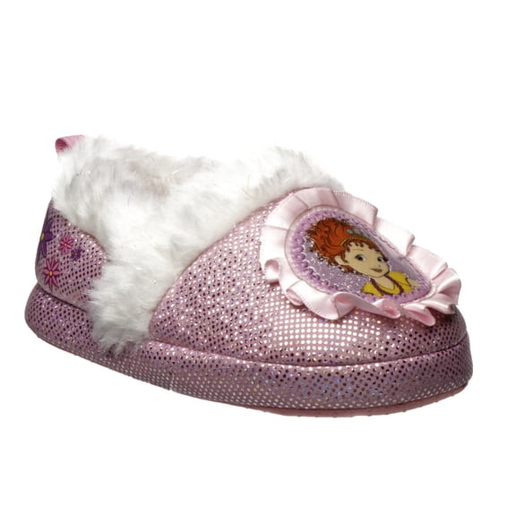 Disney Junior Fancy Nancy Girl Glittery Fabric Slippers, Light Pink, 9-10