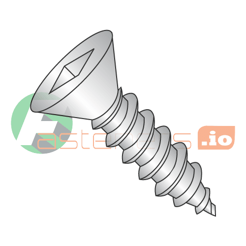 #14 x 1 1/4" Type A Self-Tapping Screws / Square / Flat Head / 18-8 Stainless Steel (Quantity: 1,000 pcs)