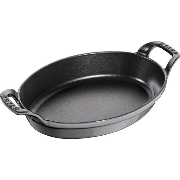 Staub Cast Iron 12.5-inch x 9-inch Oval Baking Dish - Graphite Grey