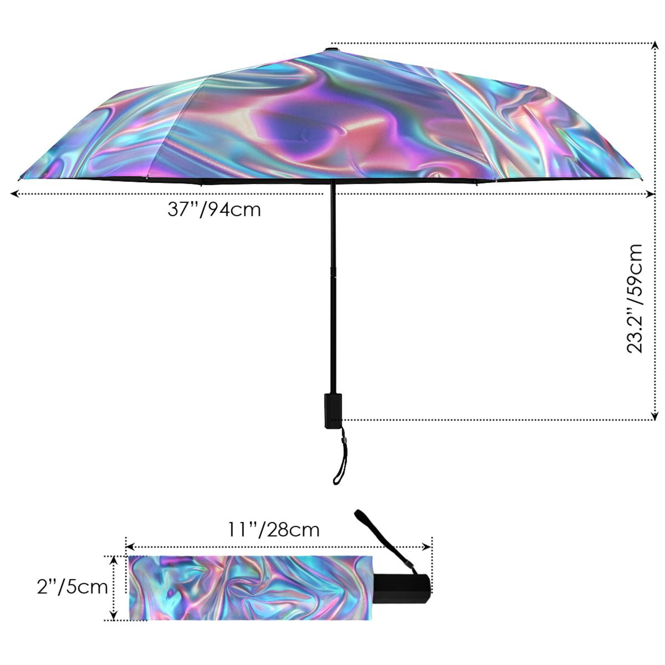 Iridescent Liquid Marble Compact Sun Umbrella Windproof Travel Umbrellas for Rain Strong Portable UV Protection