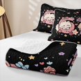 thumbnail image 4 of Manfei Cute Pet Bow Cat Twin Quilt Set, Cartoon 67 Number Twin Coverlet Set, Black Pink, 2pcs, 1 Bedspread and 1 Pillowcase, 4 of 7