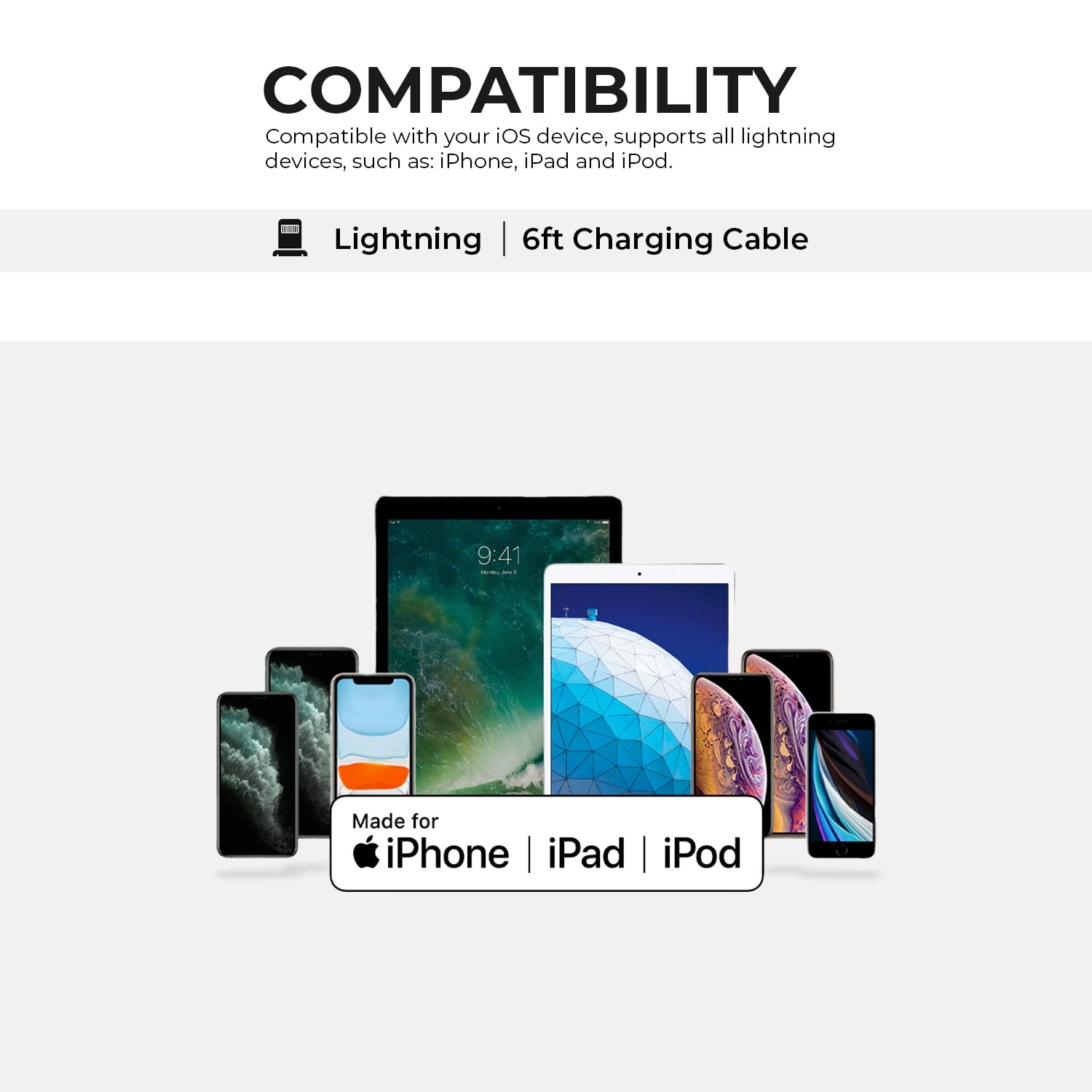 Liquipel Powertek Pastel Velvet USB-A to Lightning - White