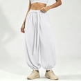 thumbnail image 4 of hoksml Women's Tie Waist Jogger Pants, Solid Color Loose Elastic Cuff Casual Trousers, 4 of 4