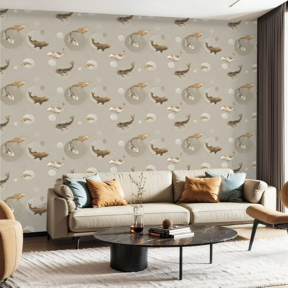 Peel and Stick Wallpaper Contact Paper Koi Fish Skull Living Room Bedroom Kitchen Office Apartment Decor Self Adhesive and Removable 24in x 118in