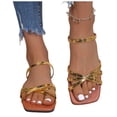 thumbnail image 4 of Women's Flat Sandals Square Open Toe Strappy Slingback Casual Summer Shoes Gold 7.5, 4 of 7