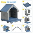 thumbnail image 2 of LHBcraft Durable Dog House Outdoor Indoor, Wateproof Dog Kennel with Elevated Floor and Sloping roof for Small Medium Dogs,Blue,32.95"L×31.5"W×37.88"H, 2 of 8
