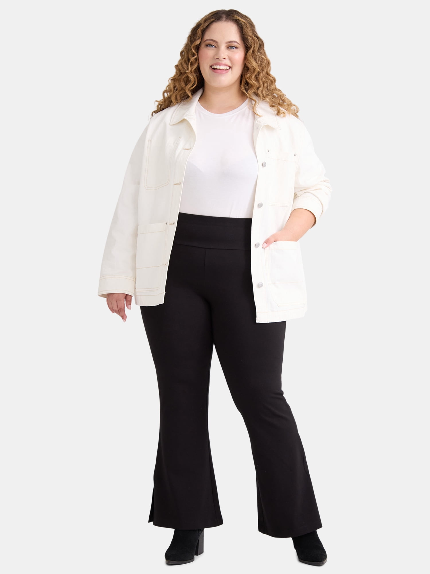 Terra & Sky Women's Plus Size Flare Legging, 30” Inseam, 2-Pack, Sizes 0X-5X