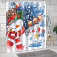 thumbnail image 4 of Christmas Snowman Shower Curtains, Winter Buffalo Check Plaid Snowman Xmas Tree Bird Snowflake Holiday Snowy Bathroom Shower Curtain Set with 12 Hooks 72 x 72 inch, Machine Washable Bath Decor, 4 of 5