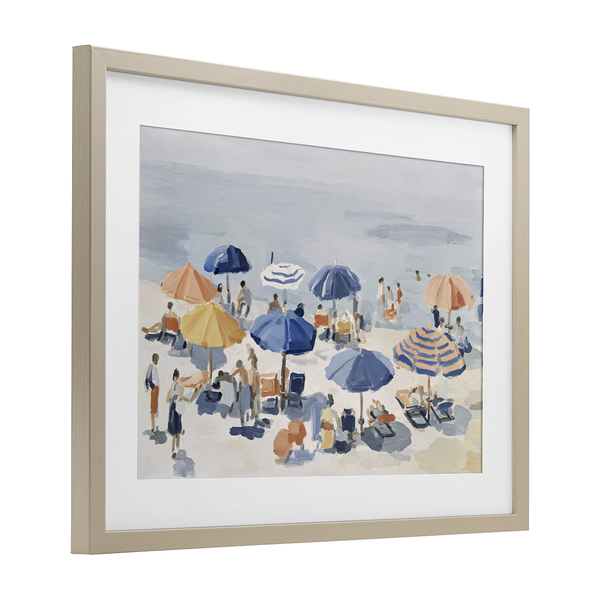 Stupell Industries Summer Fun Beach Crowd Birch Framed Print Under Glass, design by Jacky Ngan