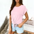 thumbnail image 5 of Kinrui Womens Short Sleeve T Shirts Tie Knot Front Tops Crewneck Cute Casual Solid Color Tee Blouse Pink XL, 5 of 8