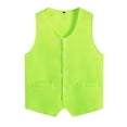 thumbnail image 4 of Xnihocha Kids Volunteer Activities Vest Solid Color Button Down Waistcoat Boys Girls Waiter Bartender Fluorescent Green L/12, 4 of 5