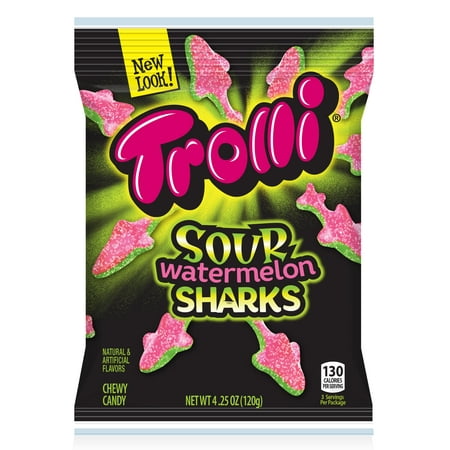 sour 25oz watermelon gummy trolli shark candy